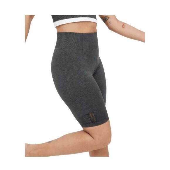 Aerie Offline Seamless Macrame Bike Shorts Grey Shadow Knit 6.5" Stretch XS - Picture 1 of 6